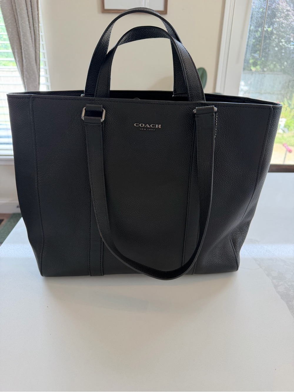 COACH Pebbled Leather Tote large office Black Bag